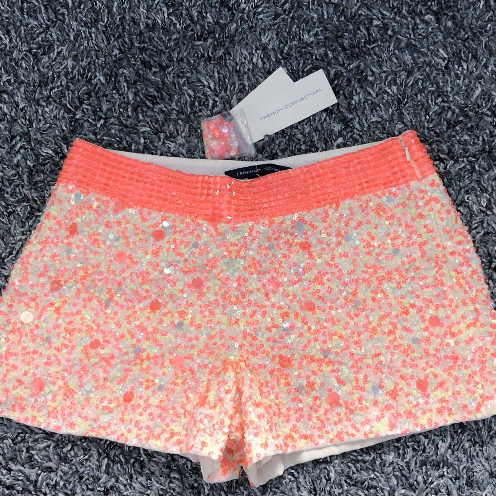 FRENCH CONNECTION SNOWWHITE SEQUIN SHORTS